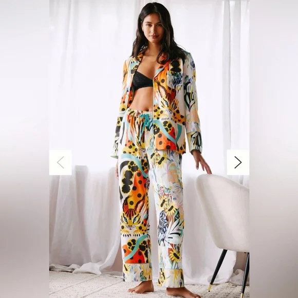 Marcos Navarro for Anthropologie Flannel Sleep Pants Animal Print Colorful, M - Picture 2 of 14